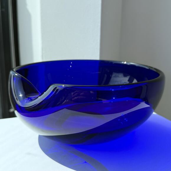Elsa Peretti For Tiffany & Co. Cobalt Blue Murano Glass Thumbprint Bowl Italy - Picture 7 of 16